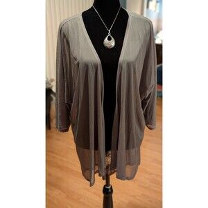 ​LuLaRoe M Shirley Kimono Cardigan Duster Sheer Mesh Olive Green NWOT